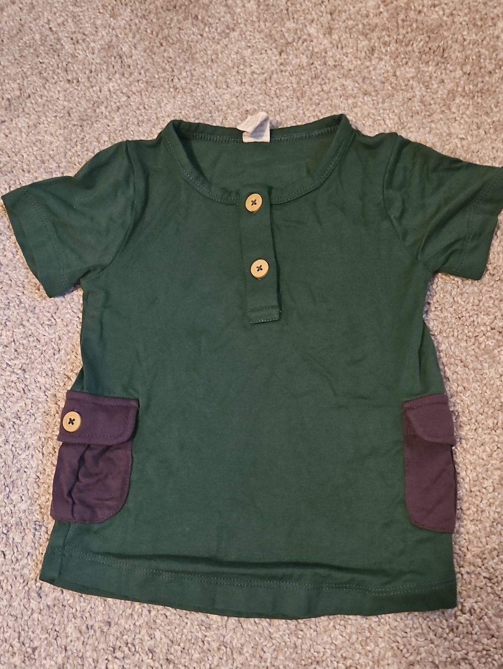 Kate Quinn Bamboo Green Pocket Tee Shirt 12-18M Cargo Style